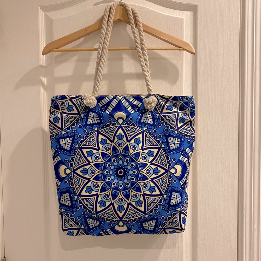 Blue Mandala Canvas Tote Shoulder Bag from GREECE